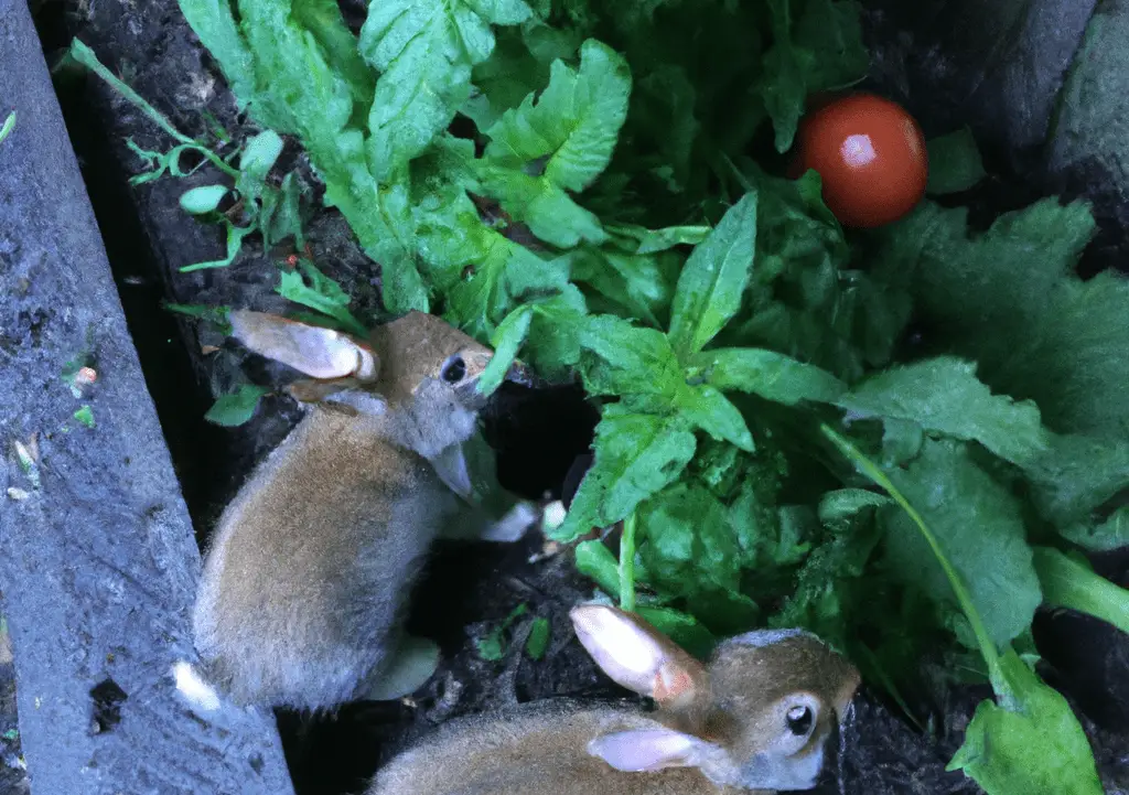 Rabbits Near Tomato Plant