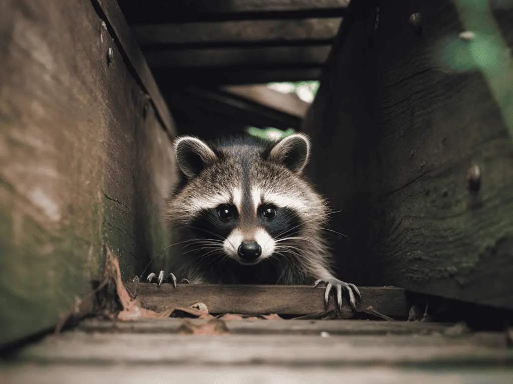 Raccoon Under Deck